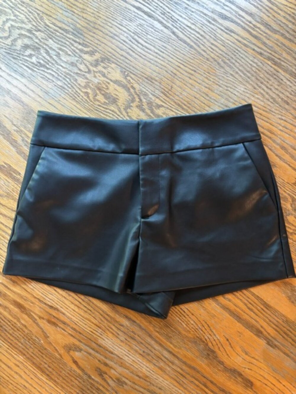 Zara Black High Waisted Faux Leather Mini Shorts Women's Size Small